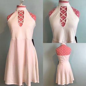 (NWT)EXPRESS IVORY HIGH NECK HALTER DRESS 💖
